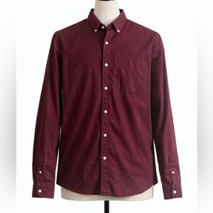 Old Navy Men’s Button Down Shirt Burgundy Long Sleeve Regular Fit Size L